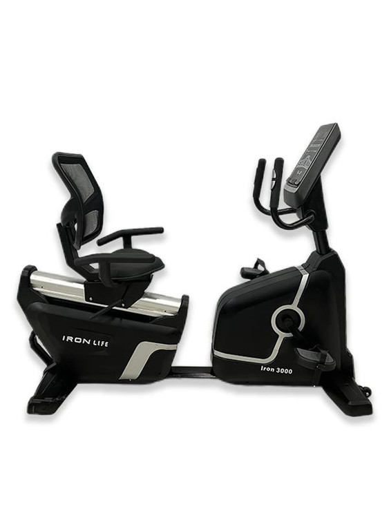 دوچرخه ثابت نشسته مبله باشگاهی آیرون لایف با تحمل وزن 180 کیلوگرم و 32 سطح مقاومت قابل تنظیم مدل 3000