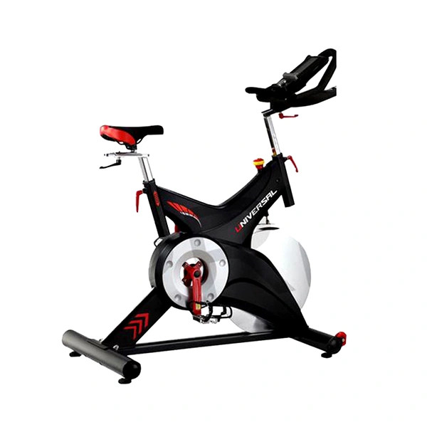 دوچرخه اسپینینگ باشگاهی برند یونیورسال بهمراه دیسک 15 کیلوگرمی و تحمل وزن 150 کیلوگرم مدل5817