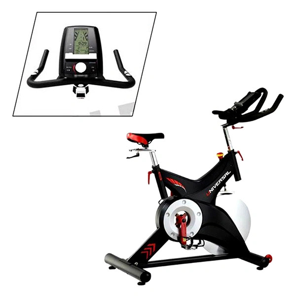 دوچرخه اسپینینگ باشگاهی برند یونیورسال بهمراه دیسک 15 کیلوگرمی و تحمل وزن 150 کیلوگرم مدل5817