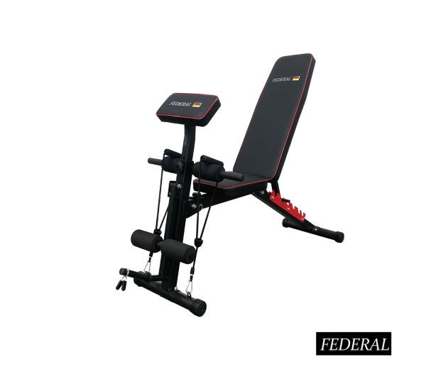 نیمکت بدنسازی چندکاره خانگی با تحمل وزن 110 کیلوگرم و قابلیت تنظیم زاویه برند فدرال مدل FT720