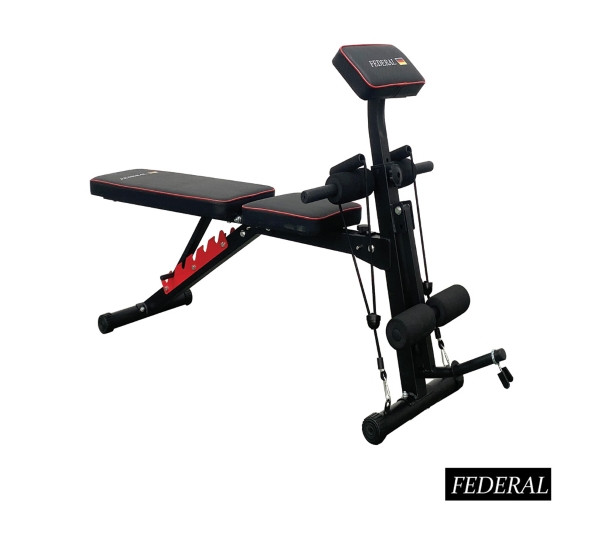 نیمکت بدنسازی چندکاره خانگی با تحمل وزن 110 کیلوگرم و قابلیت تنظیم زاویه برند فدرال مدل FT720