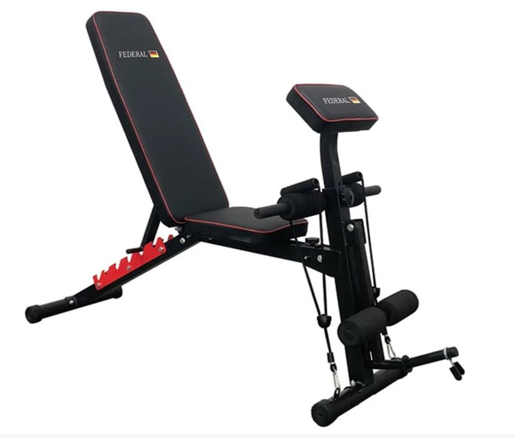نیمکت بدنسازی چندکاره خانگی با تحمل وزن 110 کیلوگرم و قابلیت تنظیم زاویه برند فدرال مدل FT720