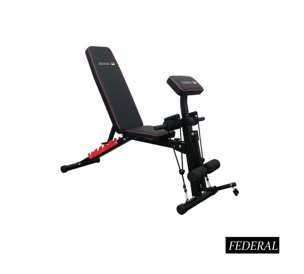 نیمکت بدنسازی چندکاره خانگی با تحمل وزن 110 کیلوگرم و قابلیت تنظیم زاویه برند فدرال مدل FT720