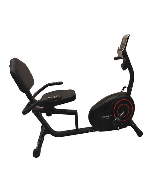 دوچرخه ثابت نشسته خانگی مبله با فلایویل 3 کیلوگرمی و تحمل وزن 110 کیلوگرمی برند فدرال مدل R160