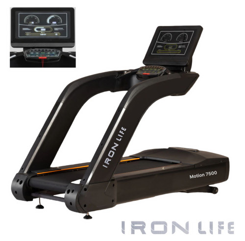 تردمیل باشگاهی پرقدرت برند آیرون لایف با تحمل وزن 200 کیلوگرم و موتور 7 اسب بخار پیک AC مدل Motion7500