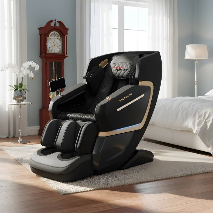 صندلی ماساژور برند ولف ریلکس با ماساژ 4 بعدی و ریل 143 سانتی متری برای ماساژ کل بدن مدل WOLFRELAX A082
