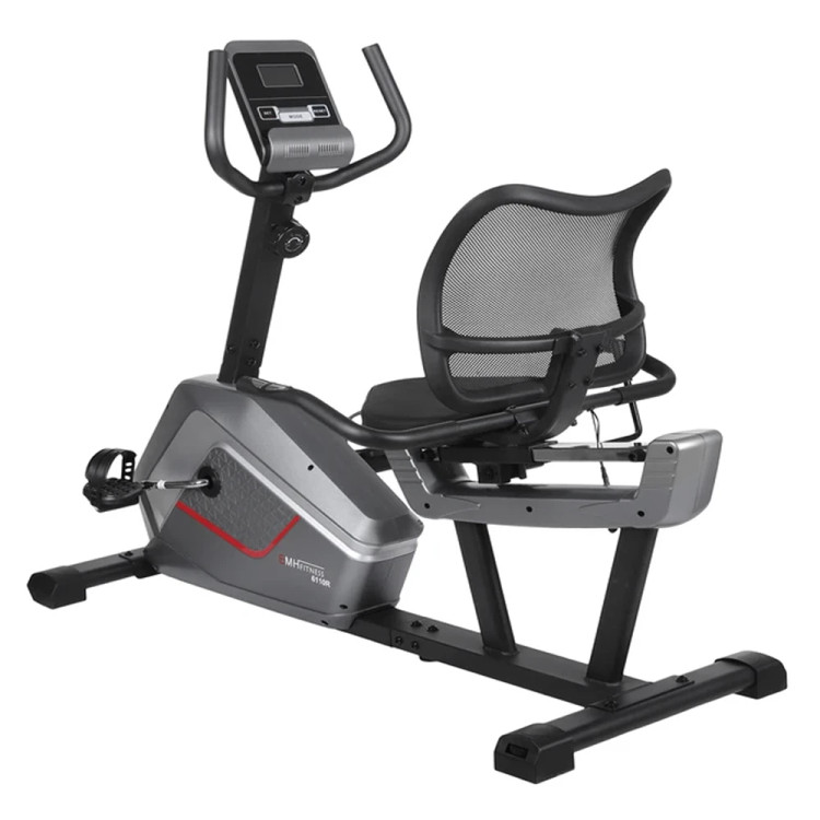 دوچرخه ثابت نشسته مبله با عملکرد مگنتی و تحمل وزن ۱۳۰ کیلوگرم EMHFITNESS 6110R