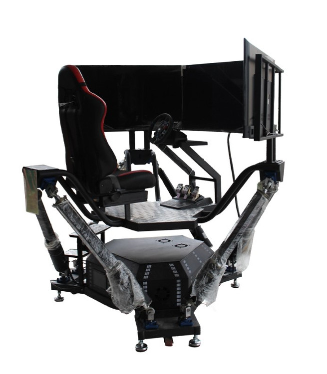 شبیه ساز رانندگی شهربازی برند المپیک بهمراه 6 عدد سروو جک خطی تحت شبکه و فرمان لاجیتک