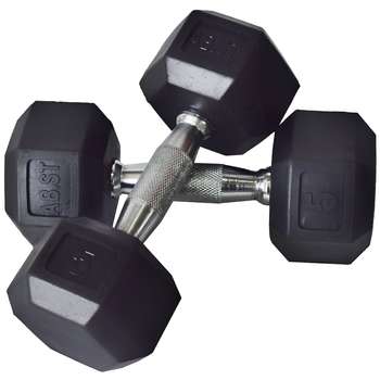 وزنه دمبل شش ضلعی 15 کیلوگرمی باشگاهی دسته آبکاری شده دو عددی