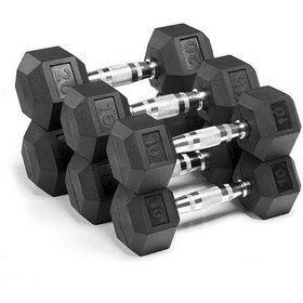 وزنه دمبل شش ضلعی 20 کیلوگرمی باشگاهی دسته آبکاری شده دو عددی