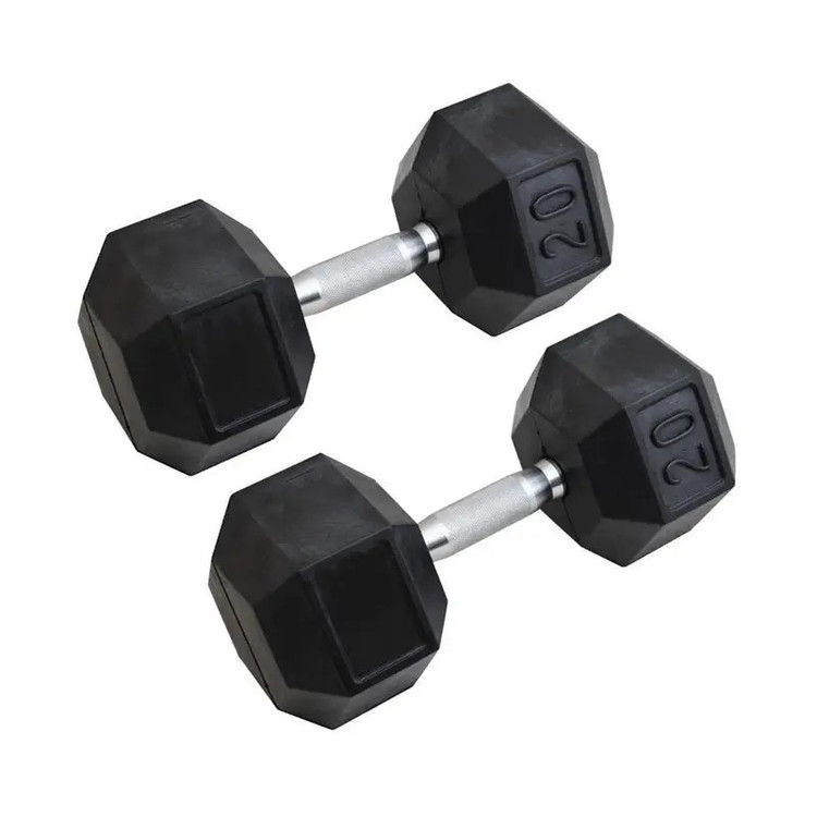 وزنه دمبل شش ضلعی 20 کیلوگرمی باشگاهی دسته آبکاری شده دو عددی