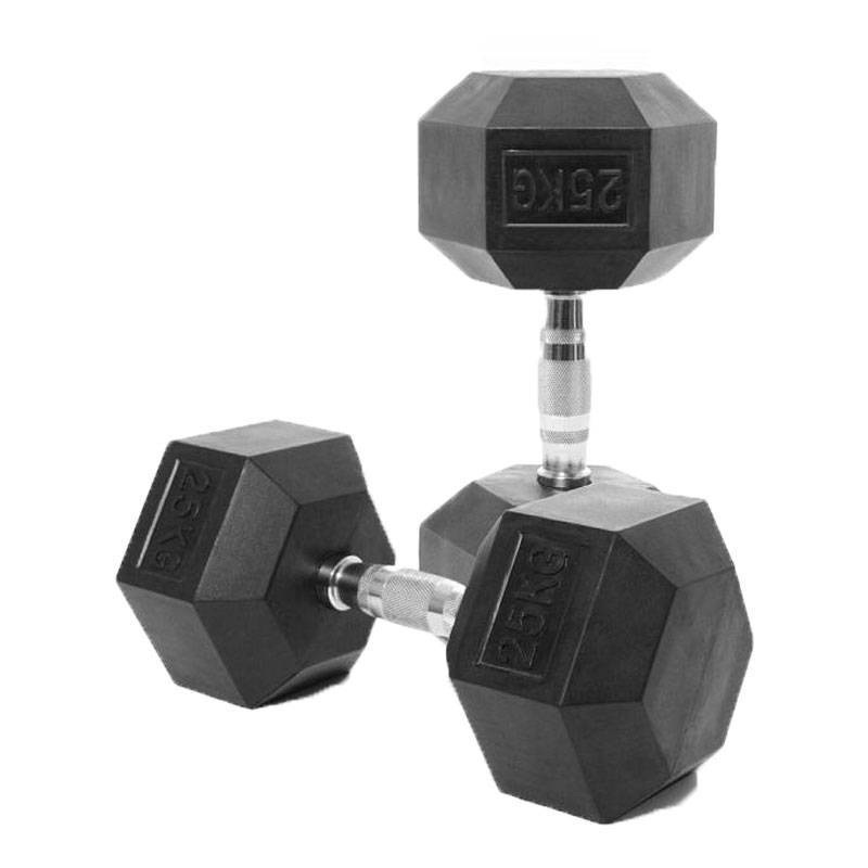 وزنه دمبل شش ضلعی 25 کیلوگرمی باشگاهی دسته آبکاری شده دو عددی