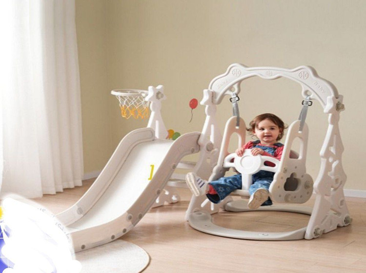 مجموعه بازی کودکان شامل سرسره درخت کریسمس، تاب و پایه بسکتبال برند NTCO کد UN-SDS02