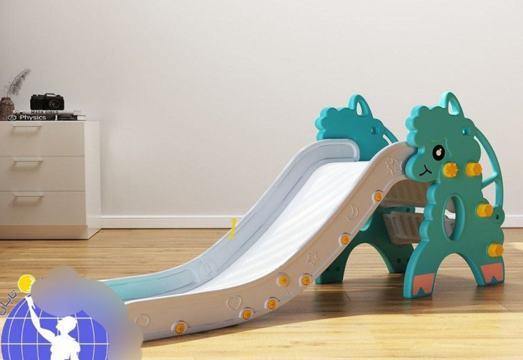 مجموعه بازی کودکان شامل سرسره طرح گوسفند، سبد توپ و پله کامل برند NTCO کد UN-SP02