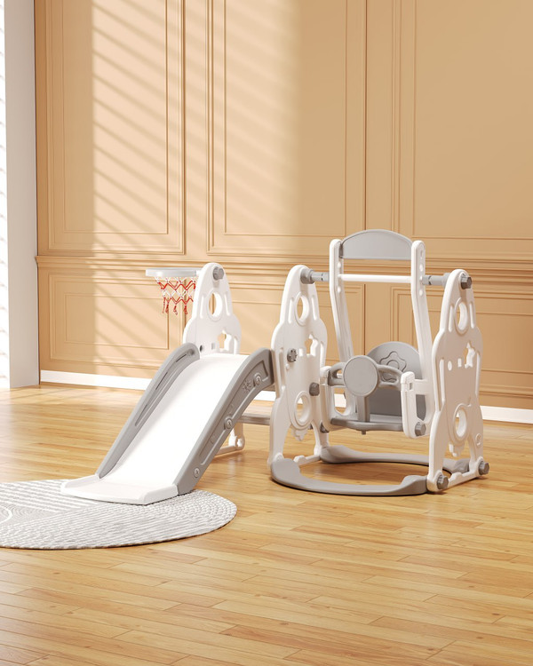 مجموعه بازی کودکان شامل سرسره طرح موشکی و تاب محافظ دار برند NTCO کد UN-CT20