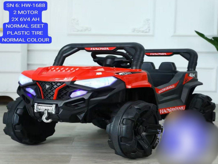 ماشین شارژِی شاسی بلند چهار موتوره بهمراه باتری 12 ولت 7 آمپر و کریر برای نوزاد برند NTCO مدل HW-1688