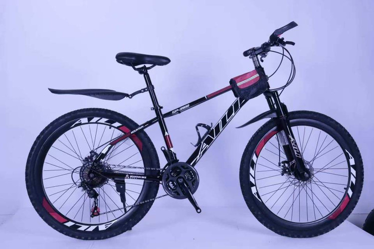 دوچرخه تنه آهن دوشاخ جلو کمک دار و ترمز جلو و عقب دیسکس سایز 26 برند AILI