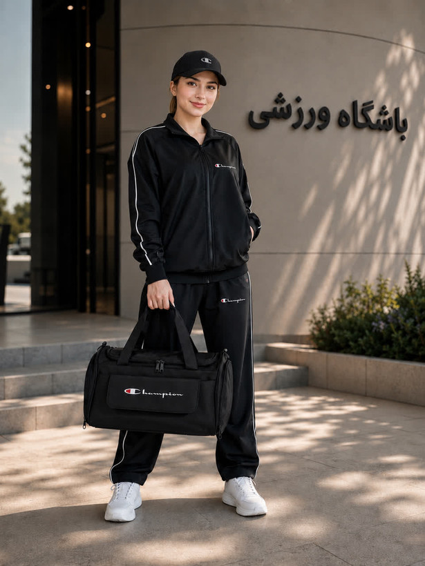 ساک ورزشی جیب جلو پاکتی چمپیون بهمراه جا کفشی و جا شیکری کد ۲۰۲